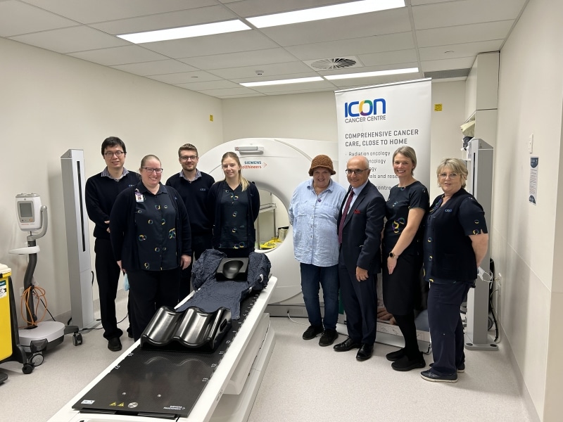 Icon Gosford team and Dr John Boyages AM, with patient, Sue